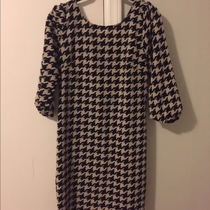 Black and Cream Houndstooth Dress