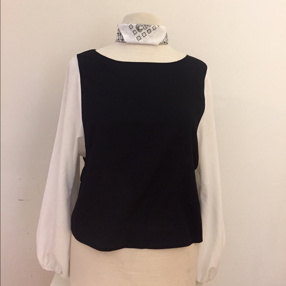 Naven Black & White Long Sleeve Top Sz Medium