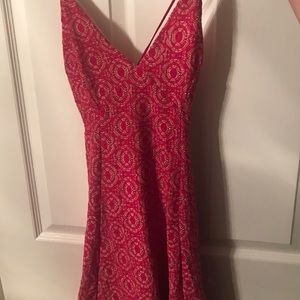 Red and gold detailed mini dress