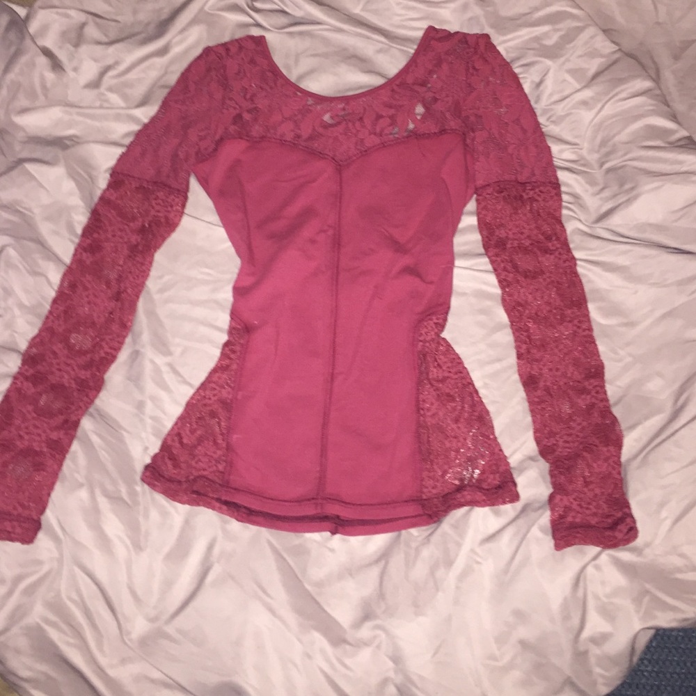 Red lace Free people top