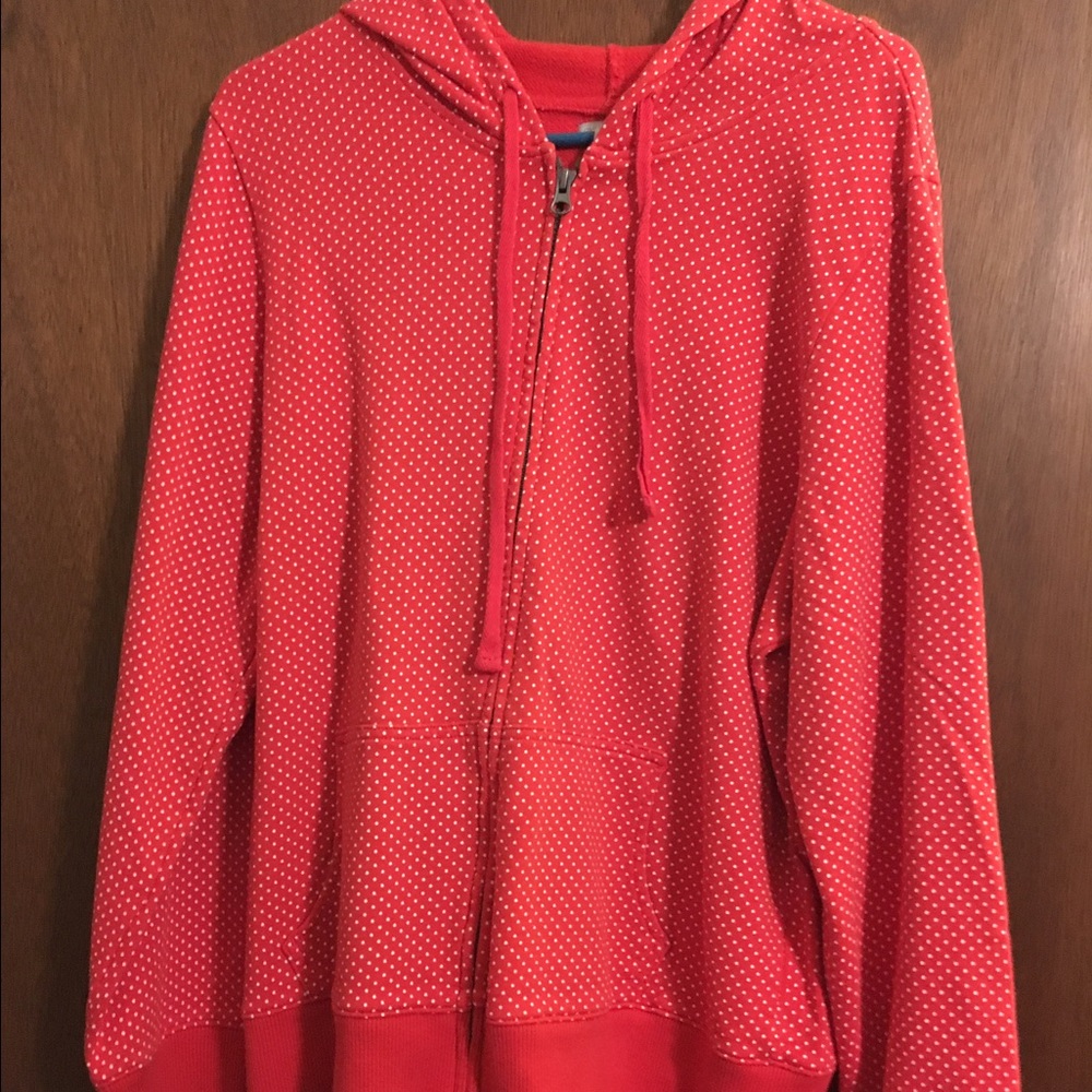 Old Navy red white polka dot zip hoodie XXL