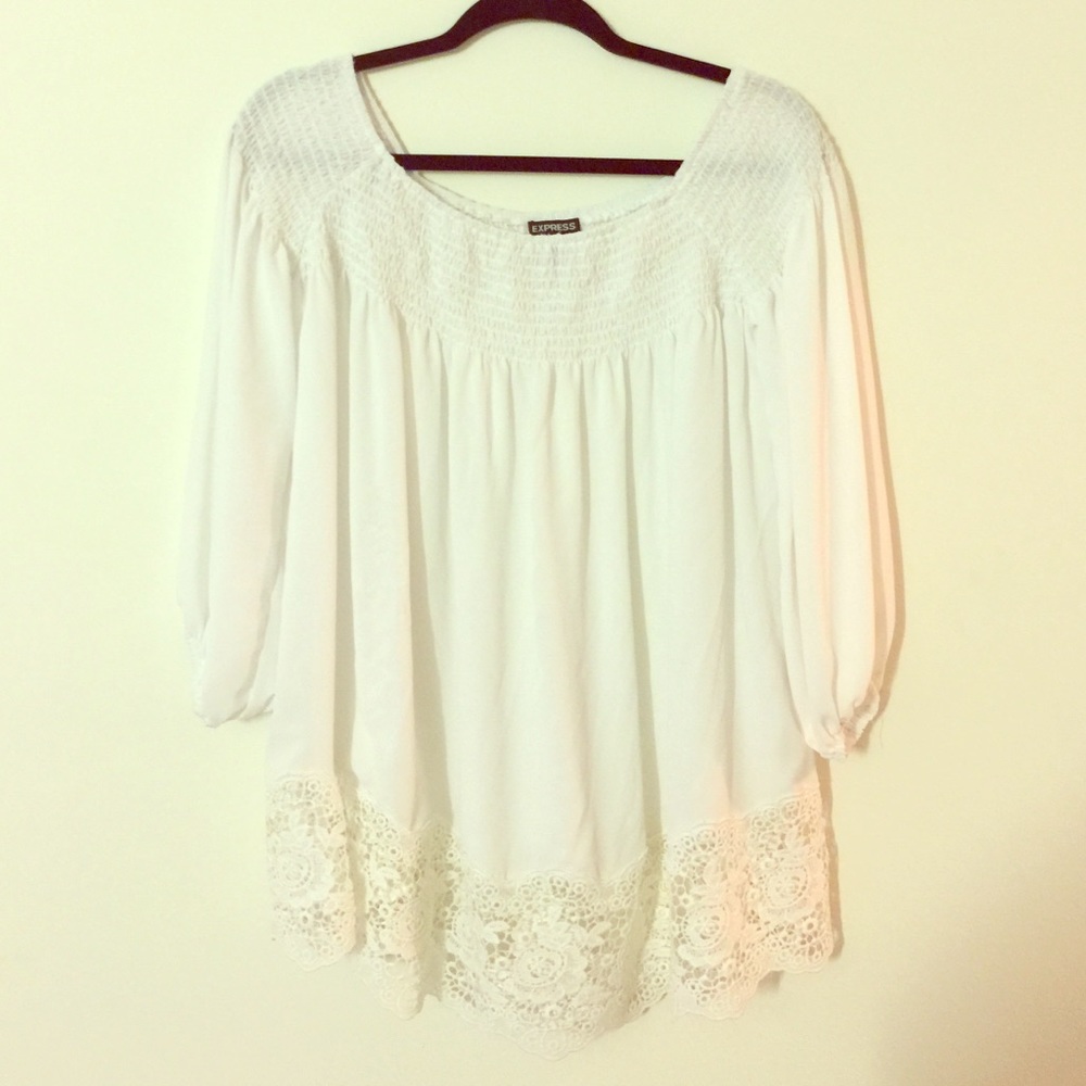 Express- white shirt with a half sleeve