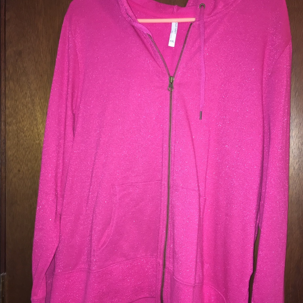 Old Navy pink sparkle glitter zip hoodie XXL