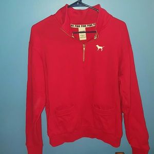 VS Pink red quarter zip