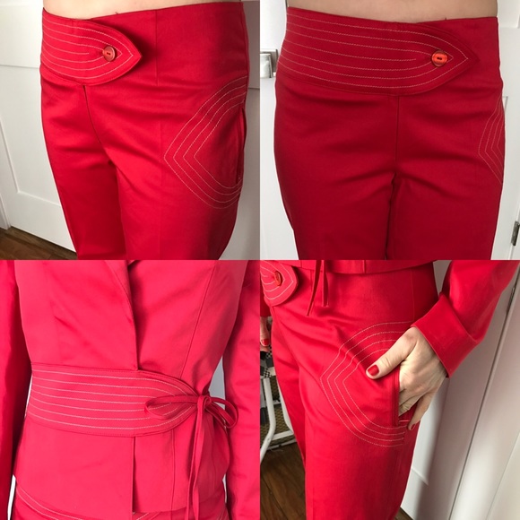 Red Suit Jacket and Matching Pants Size 4 - Picture 3 of 8