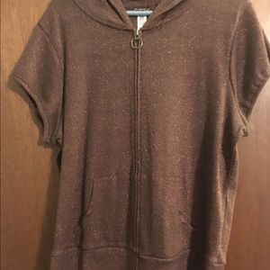 Old Navy brown sparkle short sleeve hoodie XXL