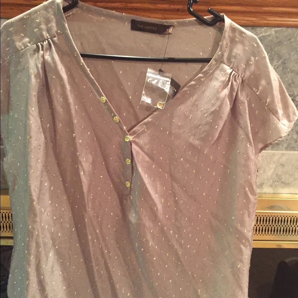 NWT The Limited Tan/Gold Sheer Top.  Medium