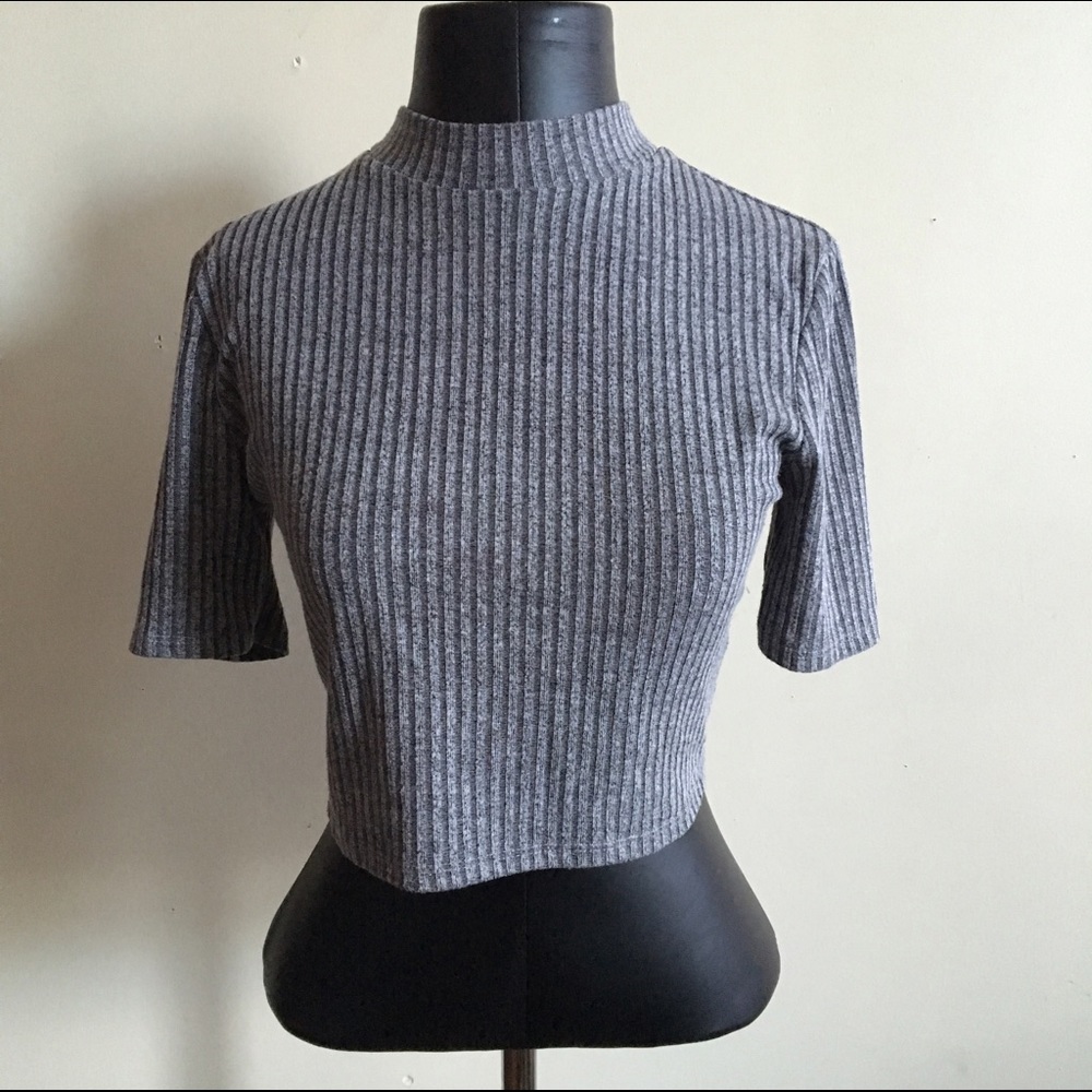High Neck Ribbed Crop Top