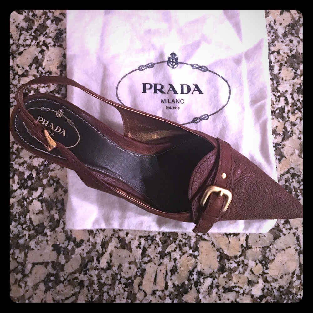 Prada Embroidered Slingback Pump. Size10 wDust Bag