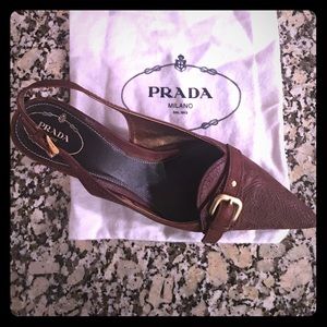 Prada Embroidered Slingback Pump. Size10 wDust Bag