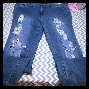 Forever 21+ skinny distressed jeans