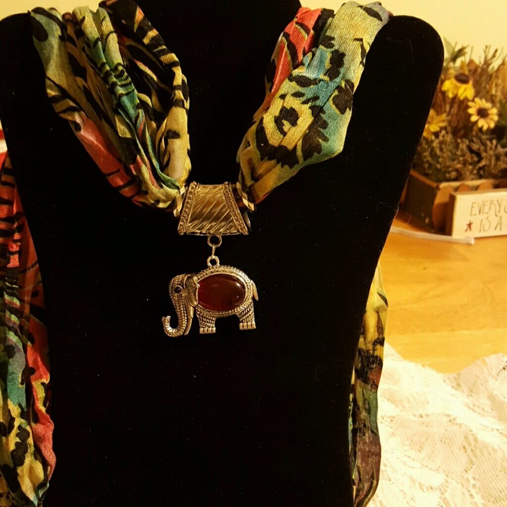 Spring Colored Elephant Charm Scarf