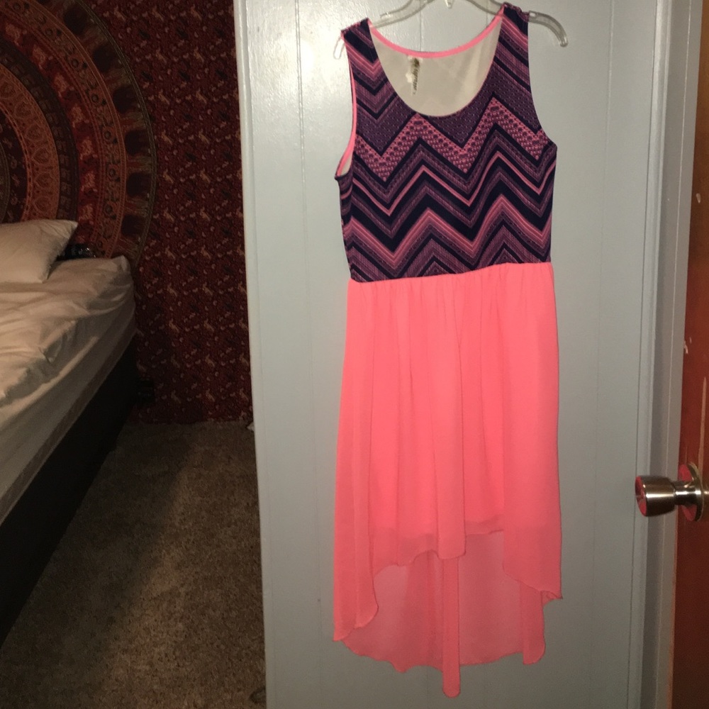 Pink & Blue high low dress