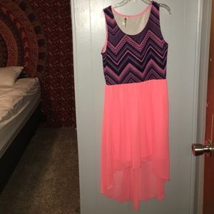 Pink & Blue high low dress