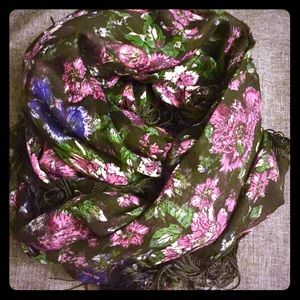 Black Floral Scarf