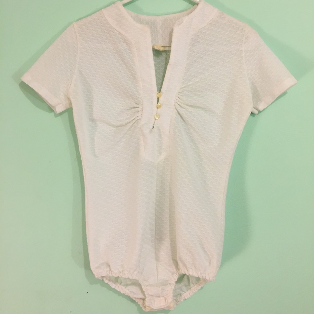 Vintage White lacey leotard