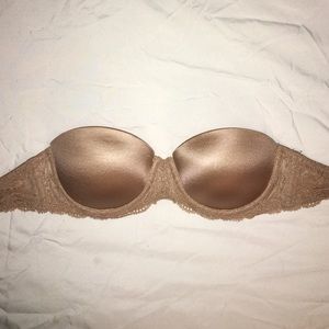 Nude VS pink strapless bra