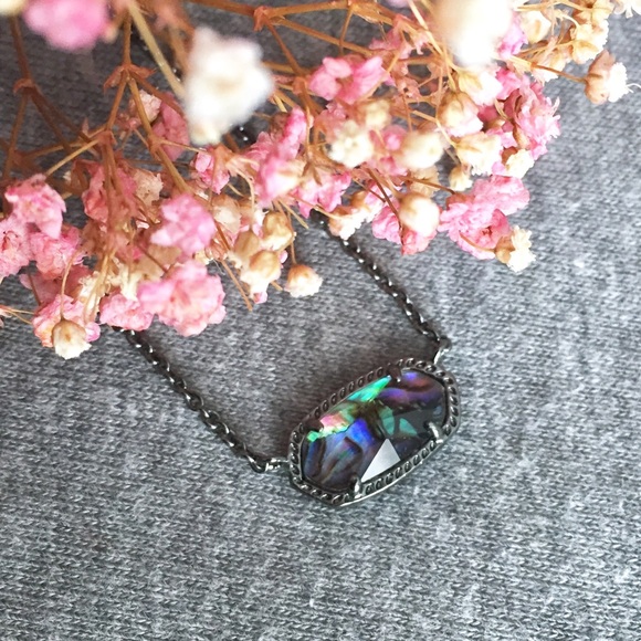 NWT Kendra Scott Elisa Abalone Gunmetal Necklace - Picture 2 of 3