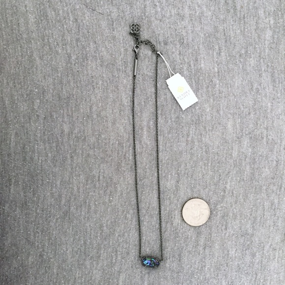 NWT Kendra Scott Elisa Abalone Gunmetal Necklace - Picture 3 of 3