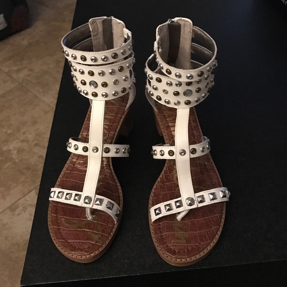 SAM EDELMAN WHITE LEATHER SANDALS