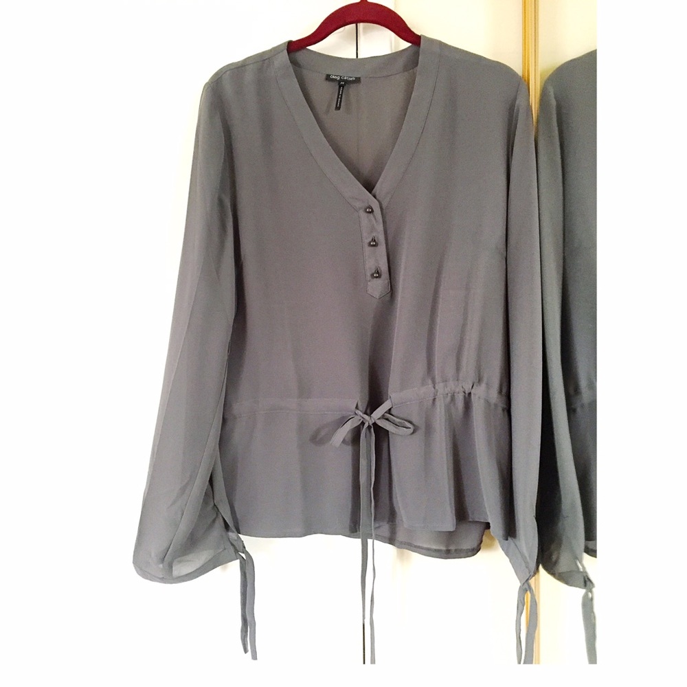 polished grey chiffon blouse