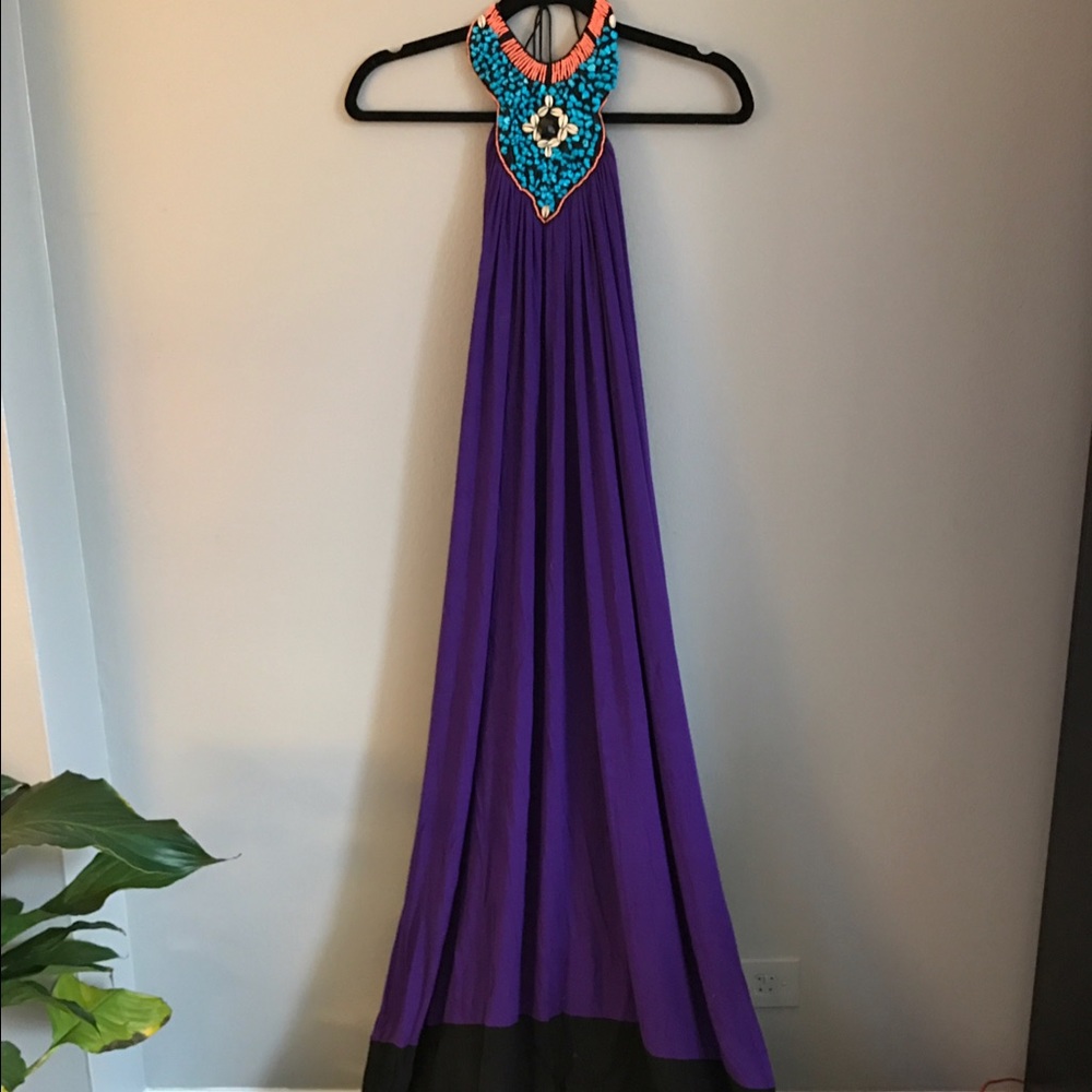 T bags purple beaded Maxi dress