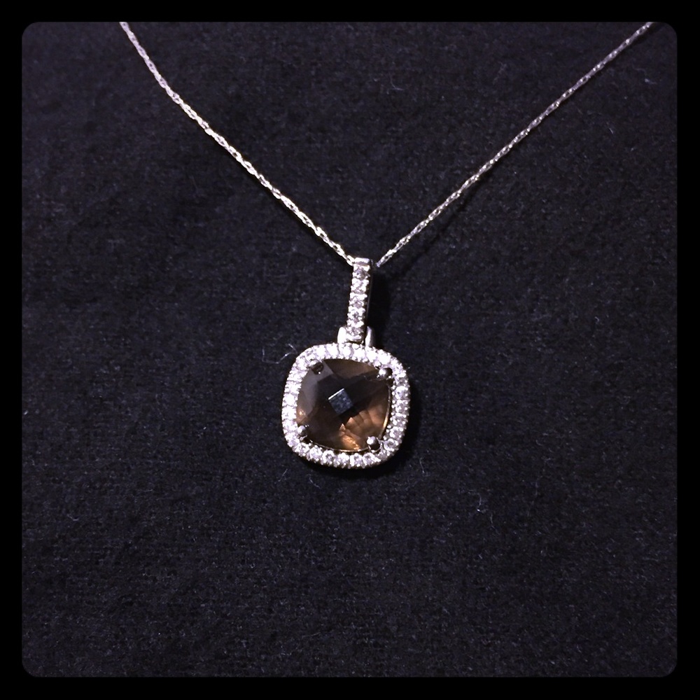 Smoky quartz w/diamond paves 14k