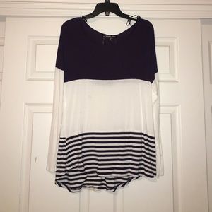 Long sleeve, navy blue/white shirt!!!