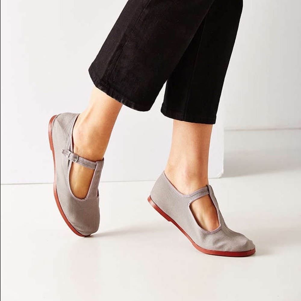 Urban Outfitters Cotton T-Strap Mary Jane Flats
