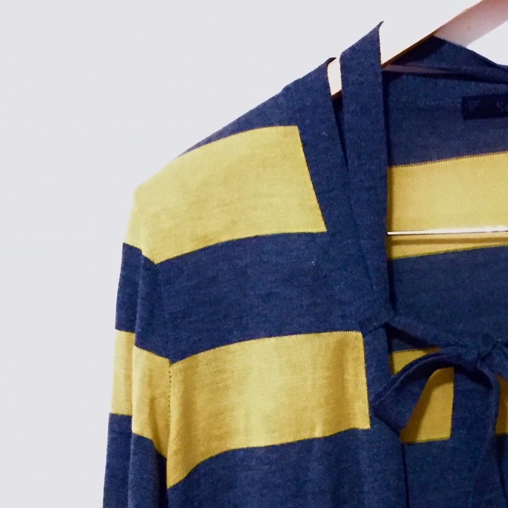 Lightweight stripe ribbon cardigan