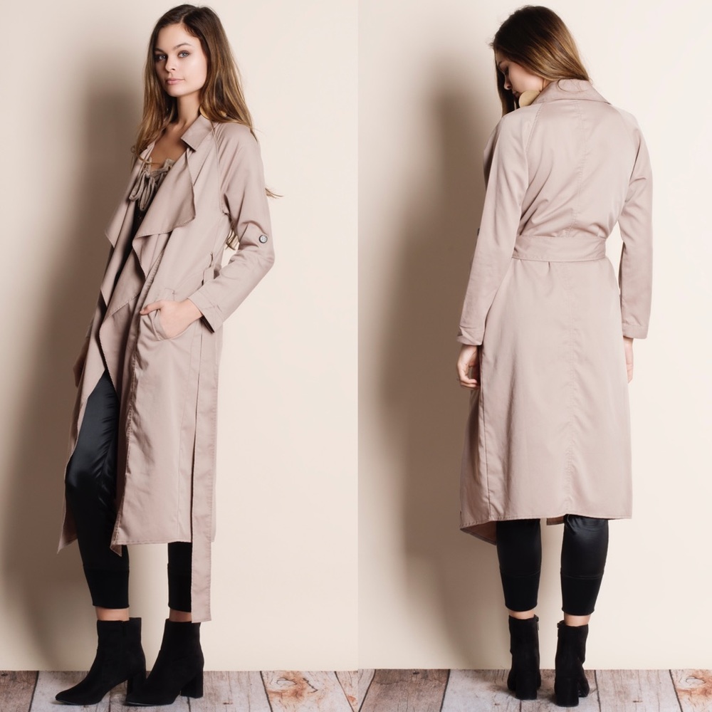 Tan Belted Trench Coat Duster - Picture 2 of 3