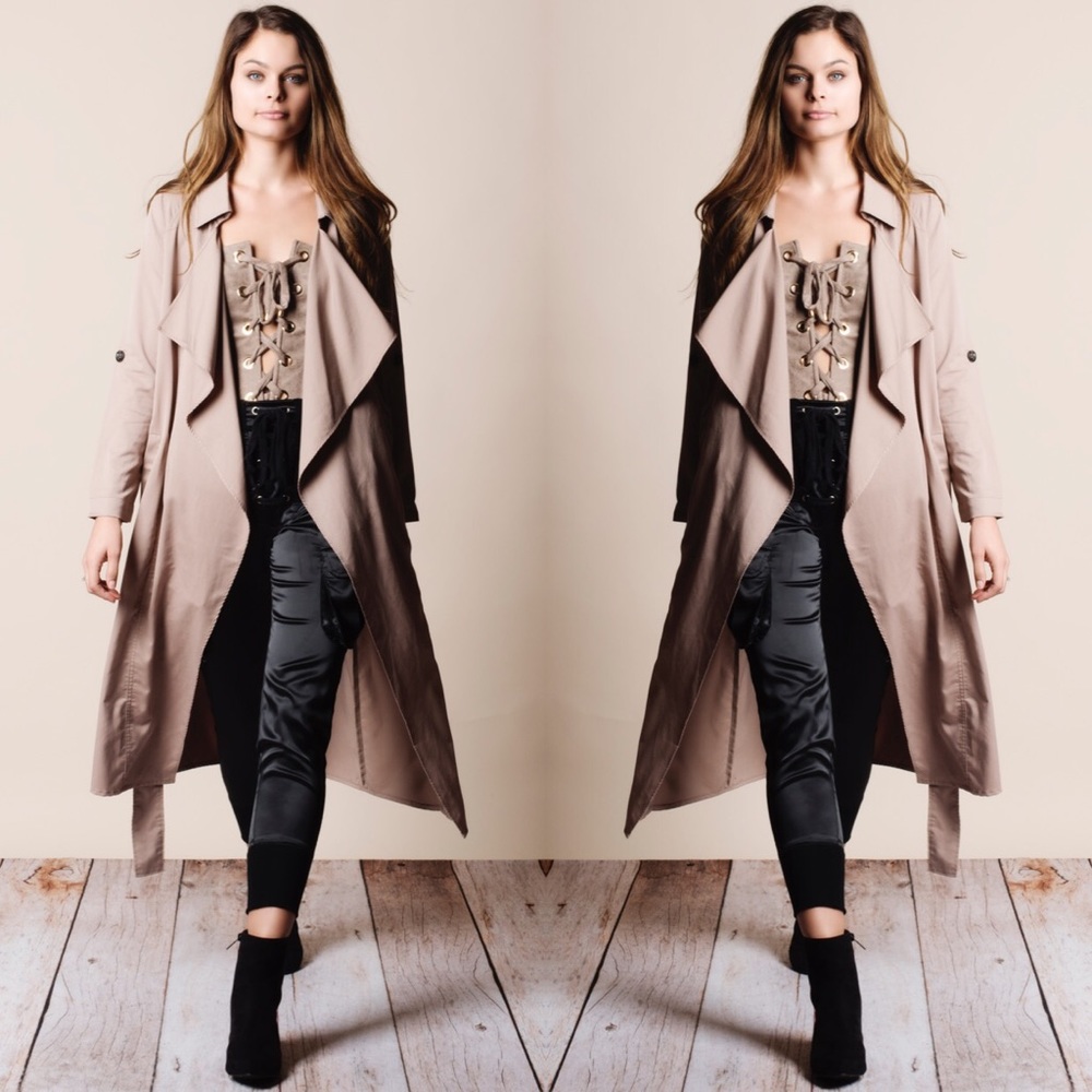 Tan Belted Trench Coat Duster - Picture 3 of 3