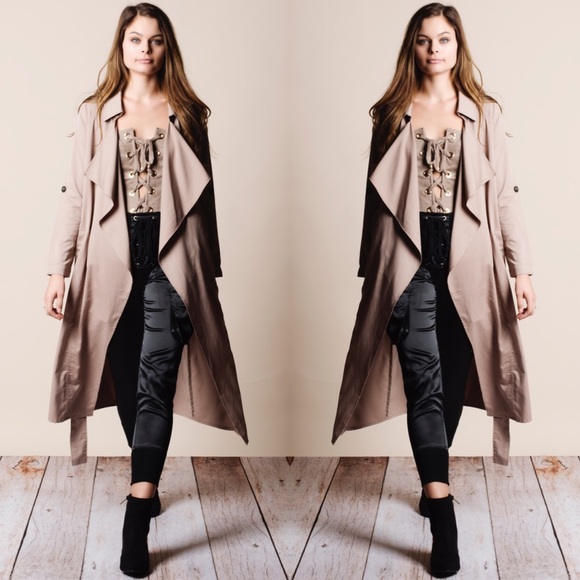 Tan Belted Trench Coat Duster - Picture 3 of 3