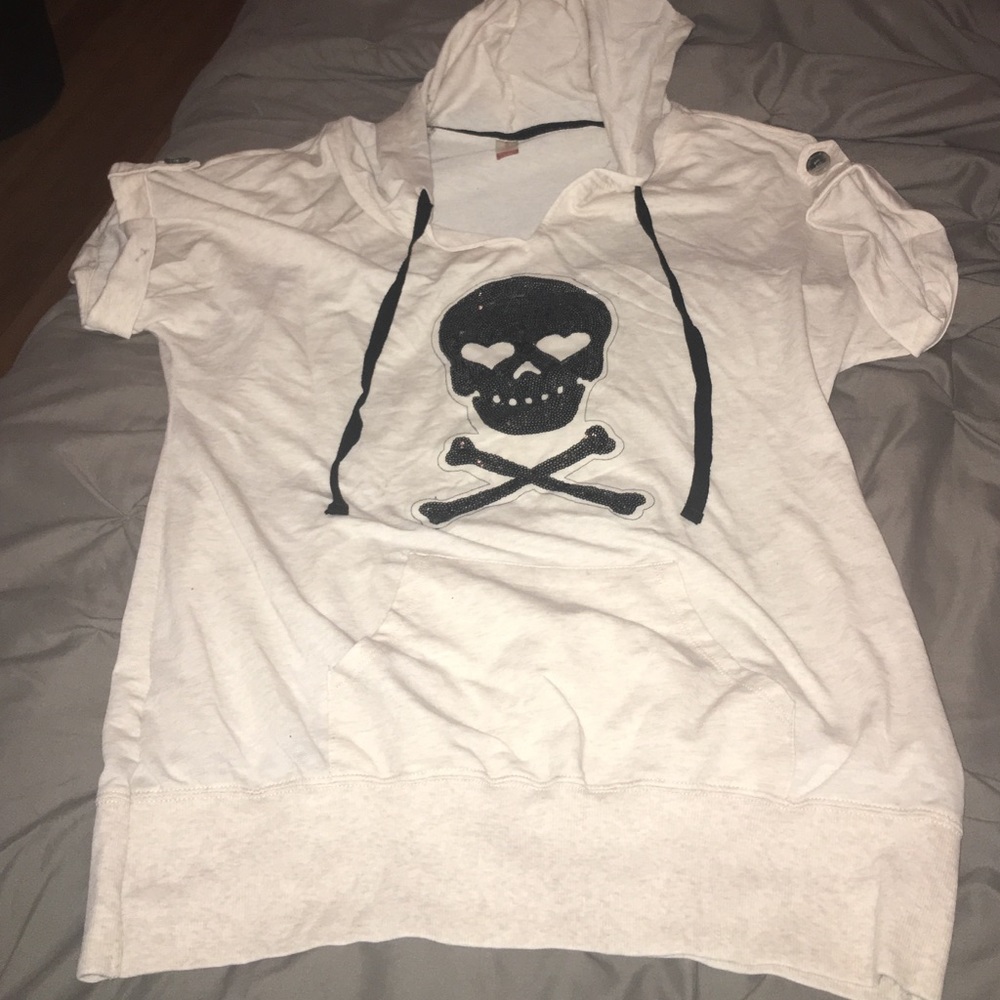 T shirt hoodie with sequin Decal