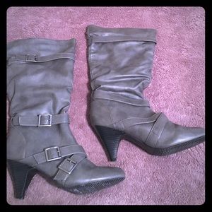 Grey Mid Calf Boots