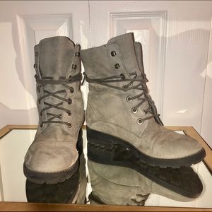 Suede and Flannel Combat Boots