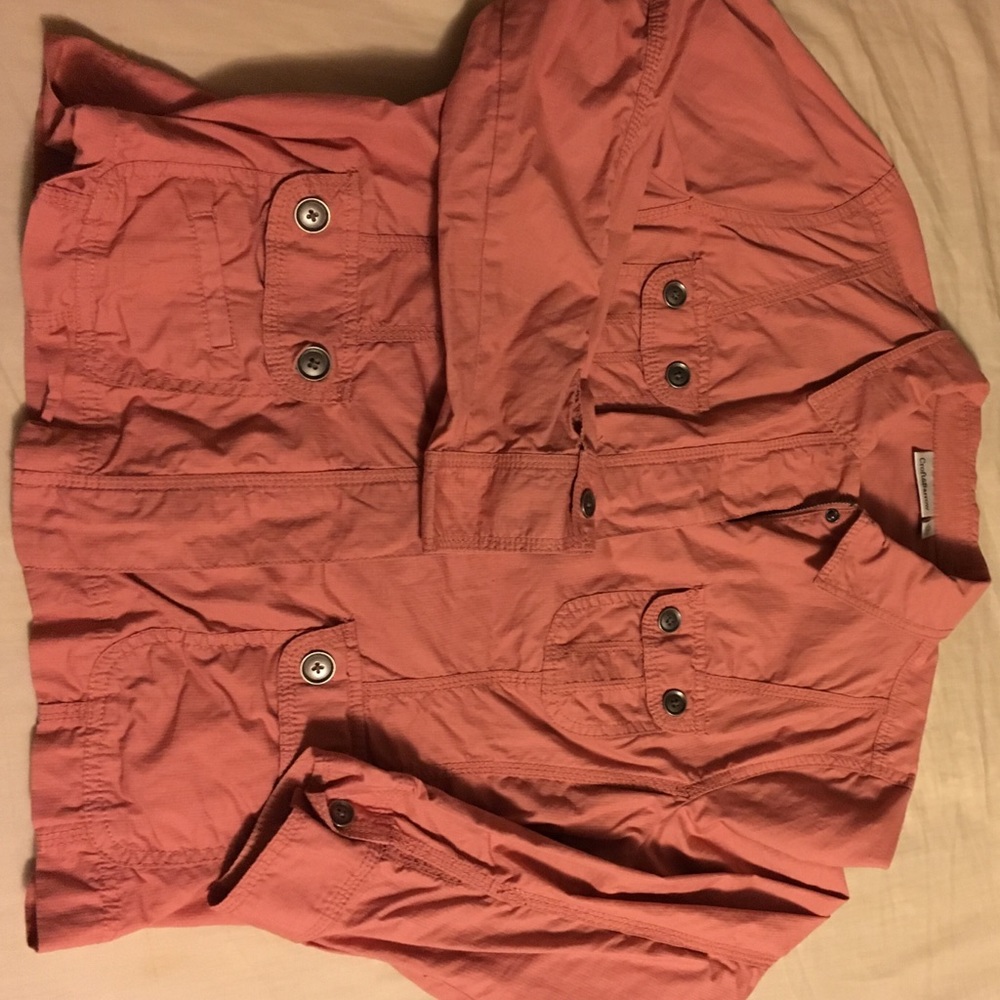 Lightweight peach jacket.
