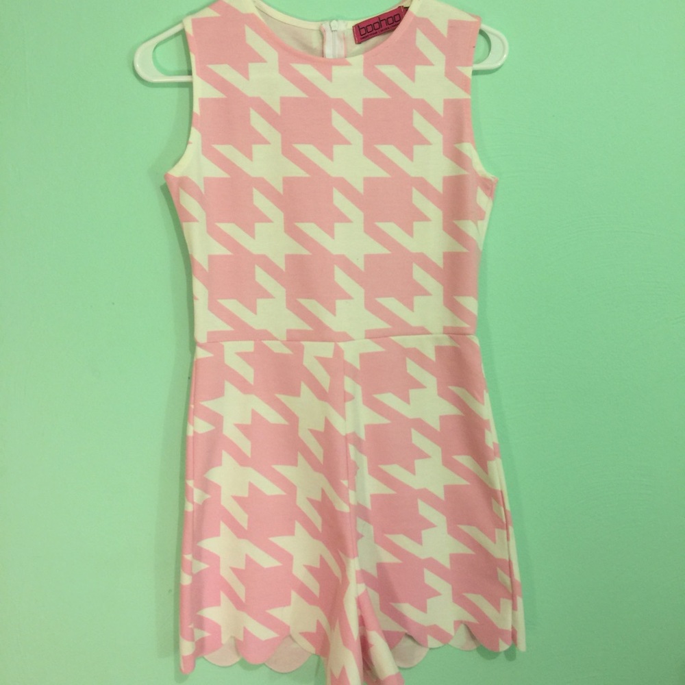Houndstooth pink and white jumper size 6