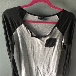 Gray and Black long sleeve shirt