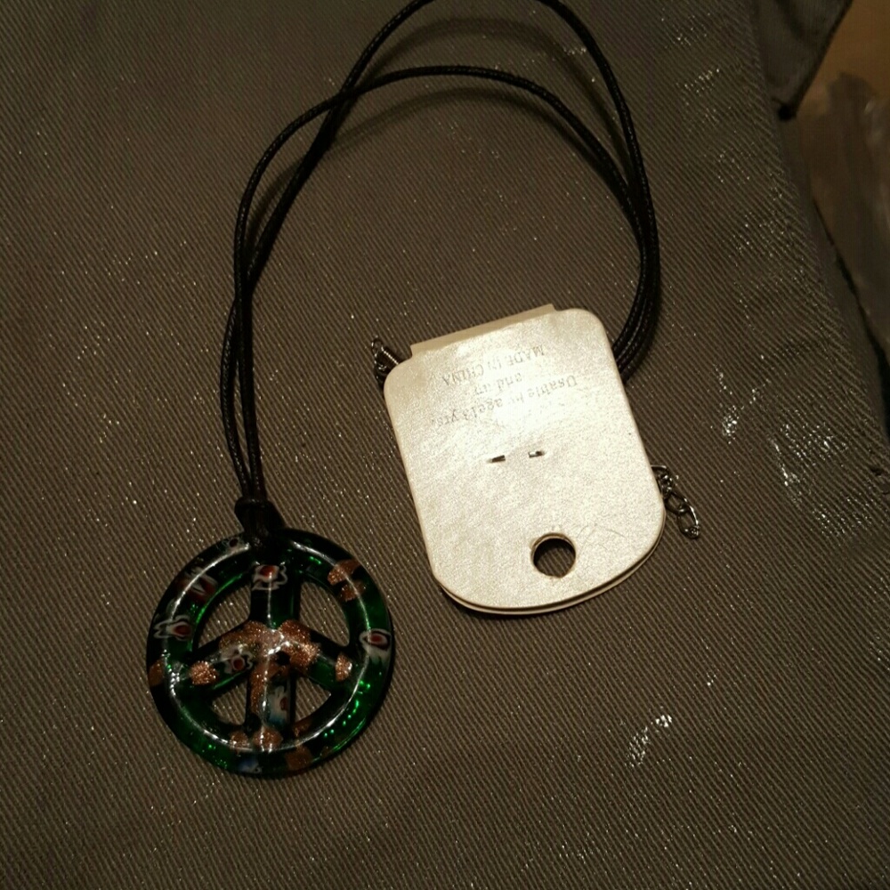 Glass Peace sign Necklace