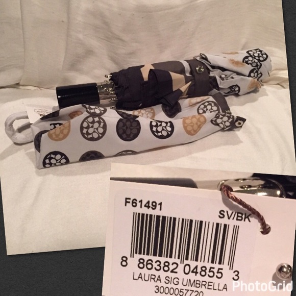 🌸SOLD🌸 NWT Auth Coach Laura Sig Compact Umbrella - Picture 3 of 5