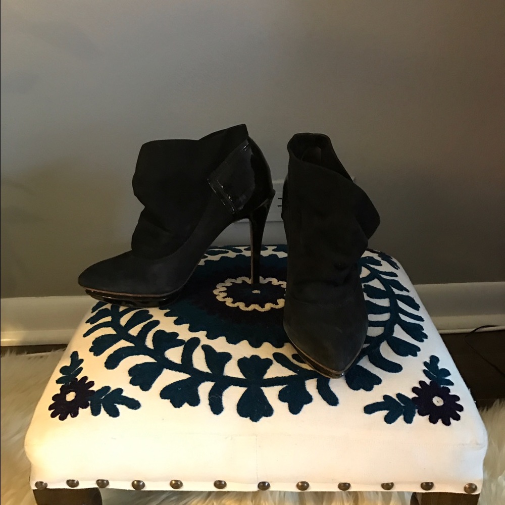 LAMB black suede slouchy booties