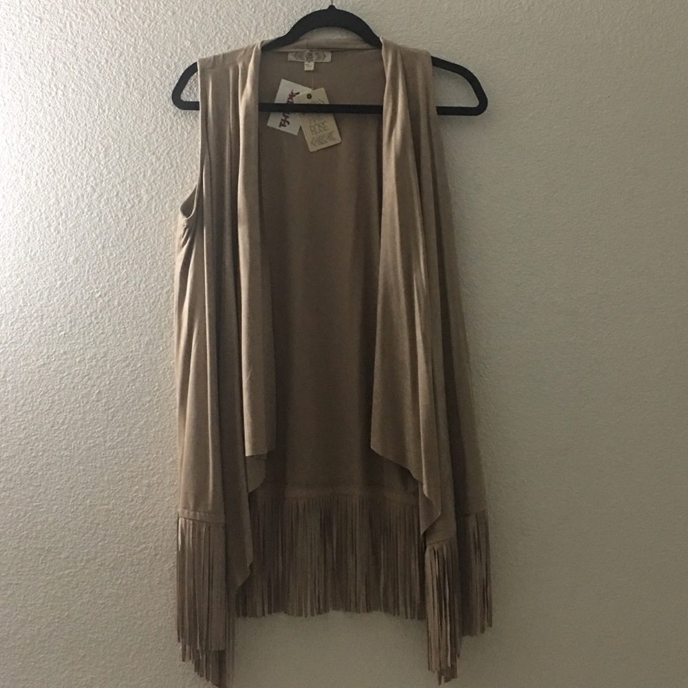 Brand New - Pink Rose Fringe Vest