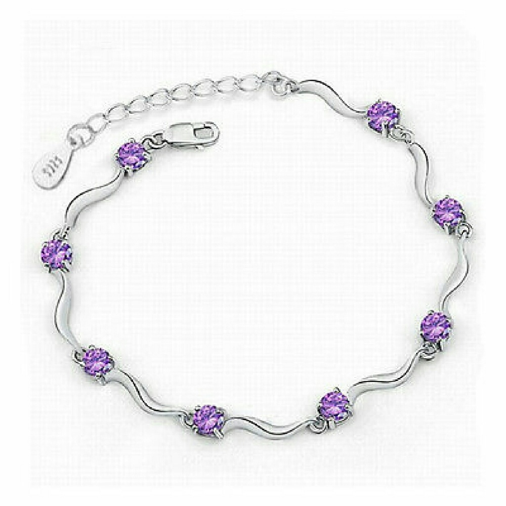 Platinum Plated Silver Bracelet (Purple)