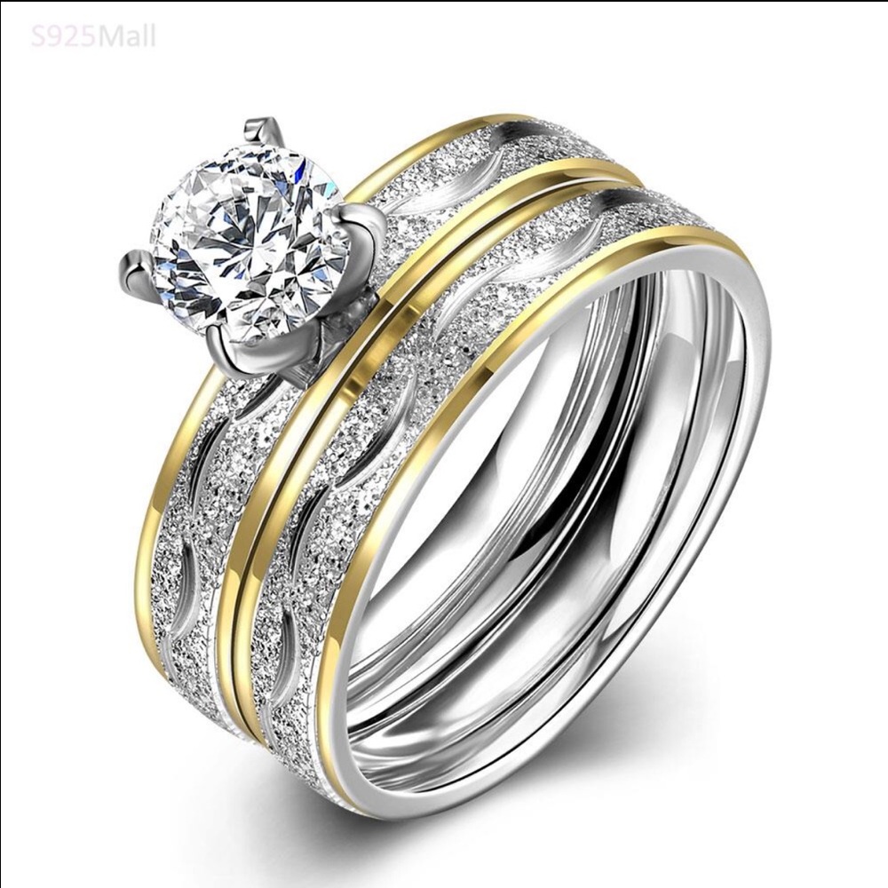1 carat Sterling Silver plated wedding ring set