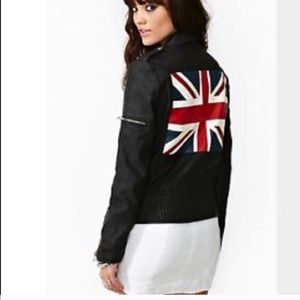 Black UNIF Union Jack leather jacket