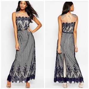 Little Mistress Maxi Dress in Striped Lace