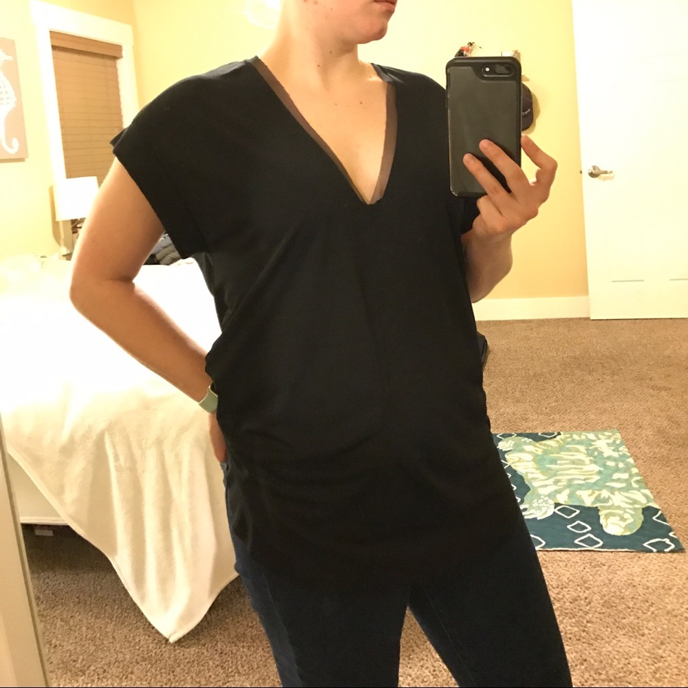 Black Zara V Neck Top