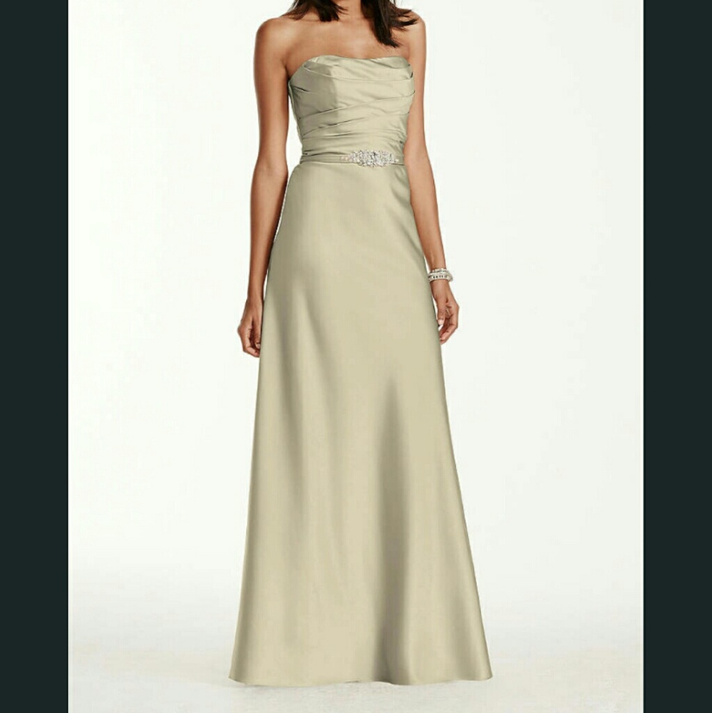 Champagne Floor Length Dress with Broach