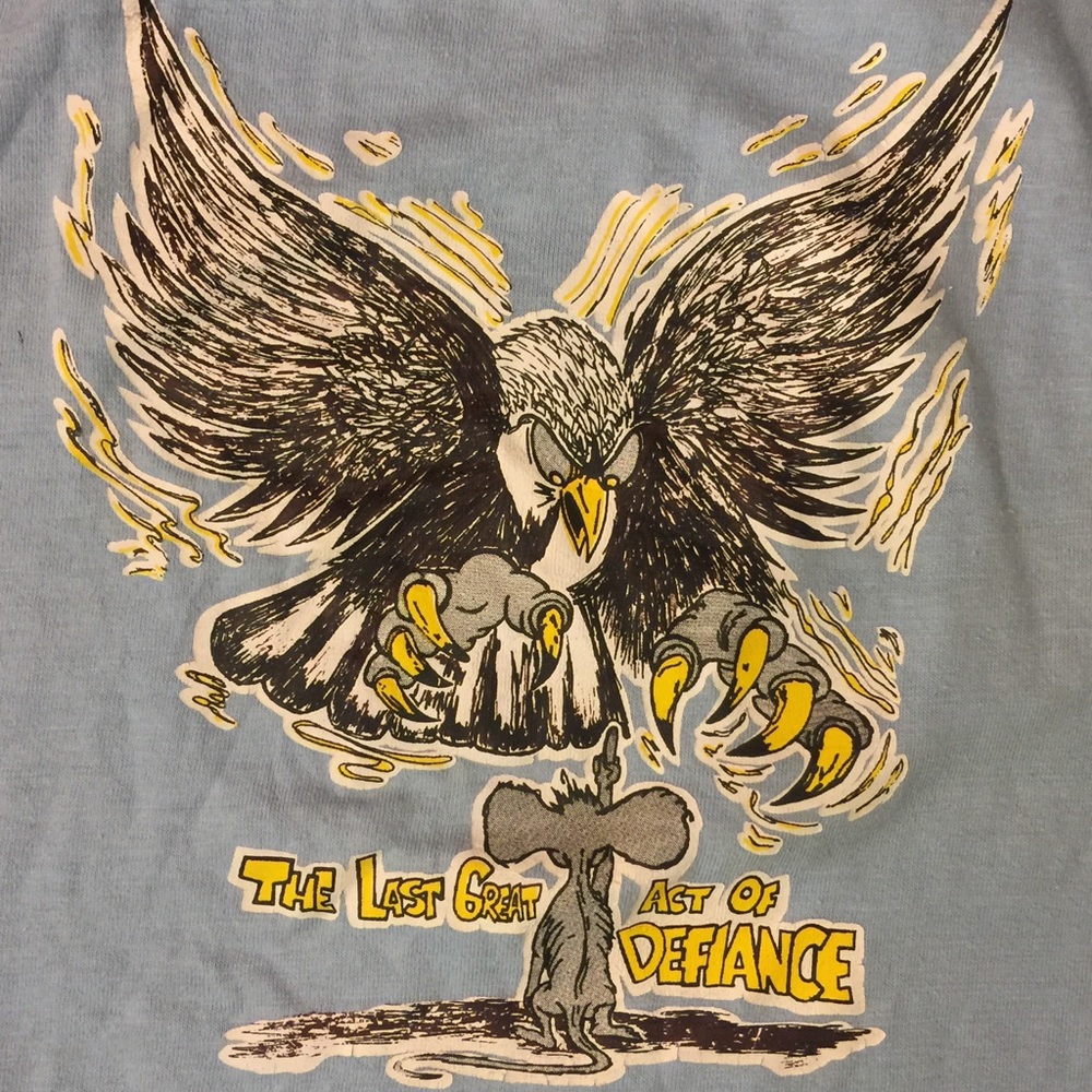 Vintage light blue graphic ringer tee size L